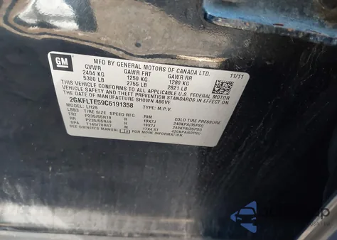 2012 GMC Terrain Sle-2 из США, поврежденный, VIN 2GKFLTE59C6191358